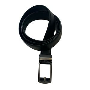 Comfort Click Lock Belt Men's 38-44" Black Leather Adjustable Buckle Casual